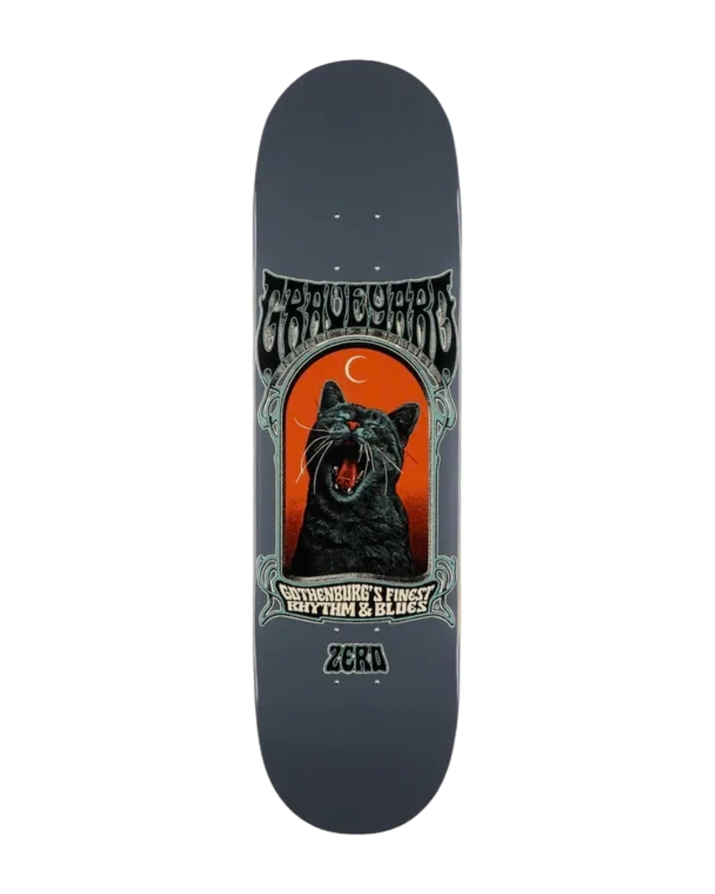 Tavola Da Skateboard ZERO x Graveyard Screaming Cat 8.5" – Grey Dip