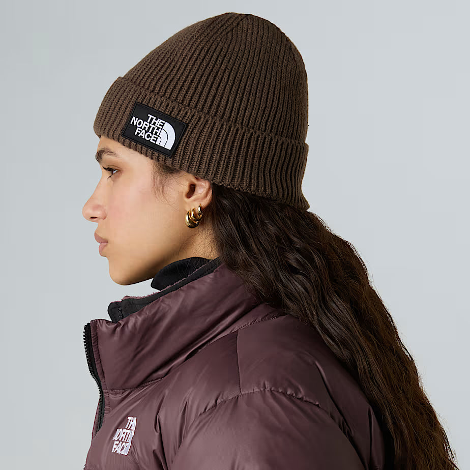 THE NORTH FACE Beanie with Cuff and Box Logo - SMOKEY BROWN