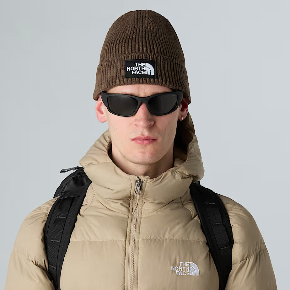 THE NORTH FACE Beanie with Cuff and Box Logo - SMOKEY BROWN