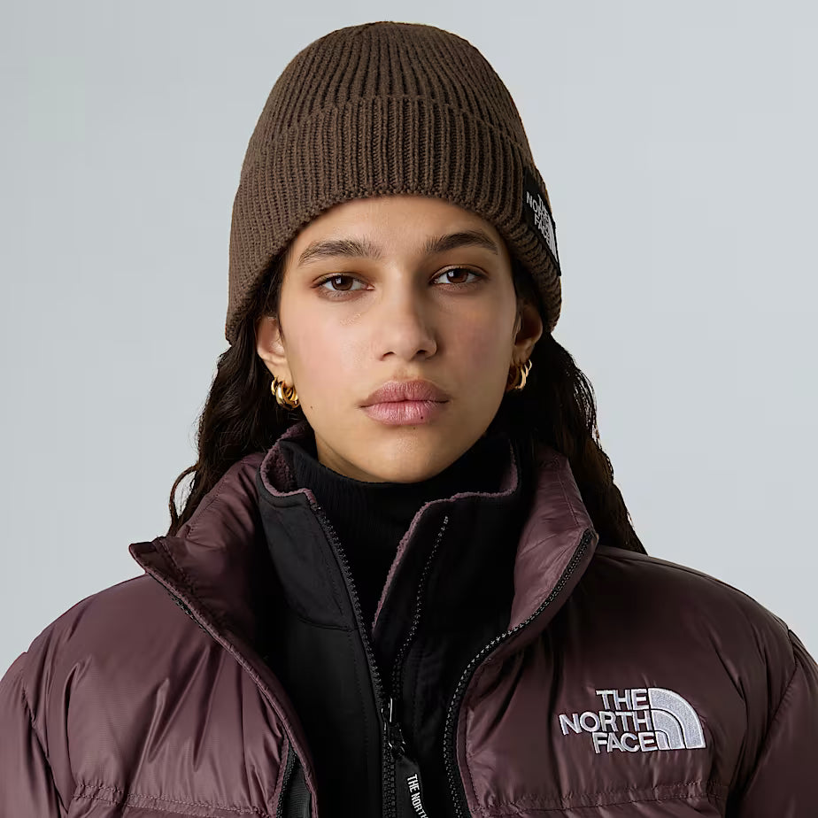 THE NORTH FACE Beanie with Cuff and Box Logo - SMOKEY BROWN