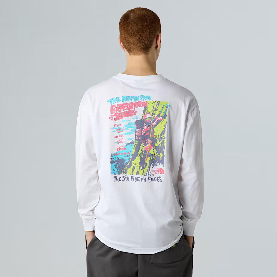 THE NORTH FACE oversized long sleeve Expedition Celebration unisex t-shirt - TNF WHITE