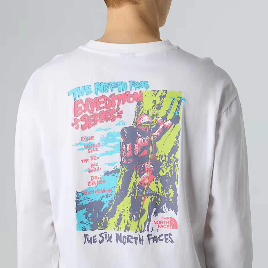 THE NORTH FACE oversized long sleeve Expedition Celebration unisex t-shirt - TNF WHITE