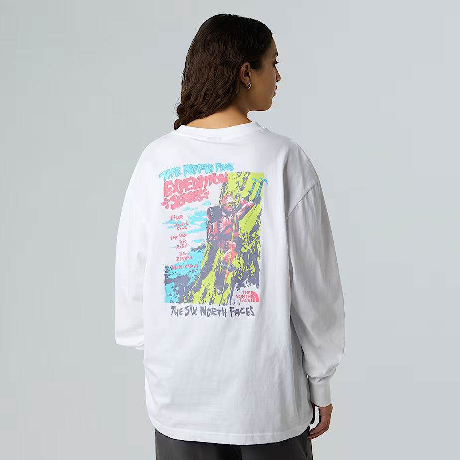 T-shirt THE NORTH FACE oversize a maniche lunghe Expedition Celebration unisex - TNF WHITE