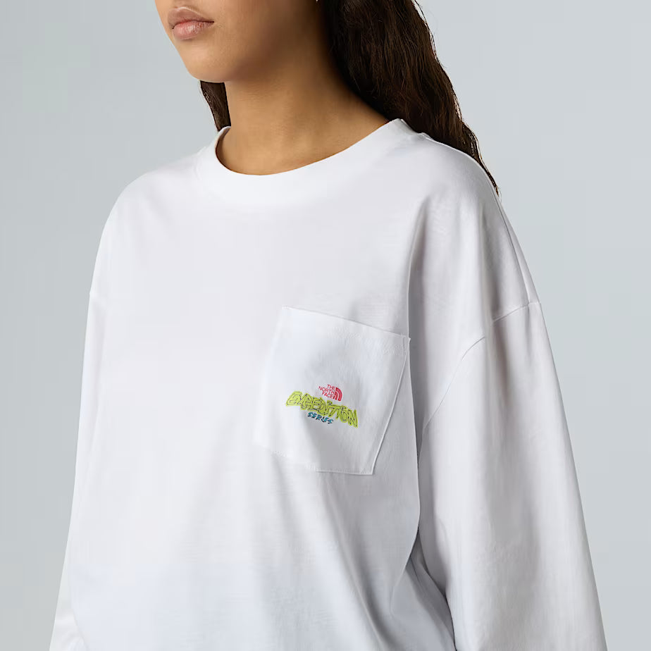 THE NORTH FACE oversized long sleeve Expedition Celebration unisex t-shirt - TNF WHITE