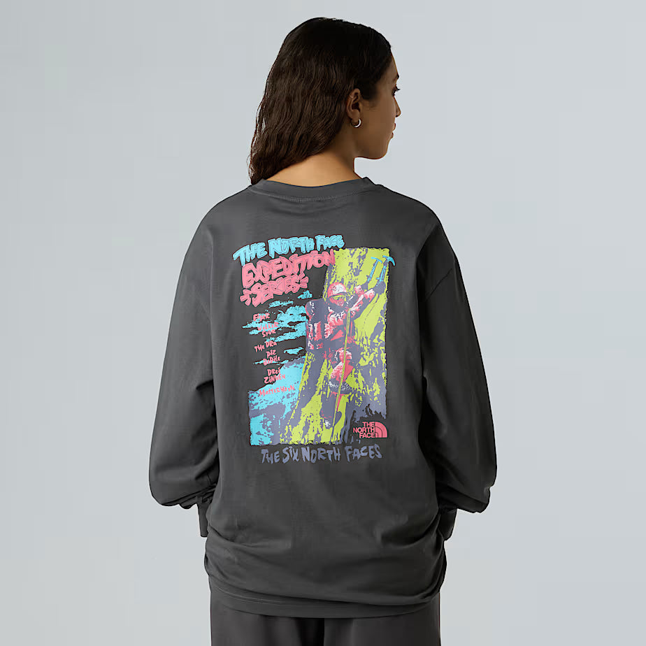 THE NORTH FACE Oversized Long-Sleeved Expedition Celebration Unisex T-shirt – ANTHRACITE GRAY