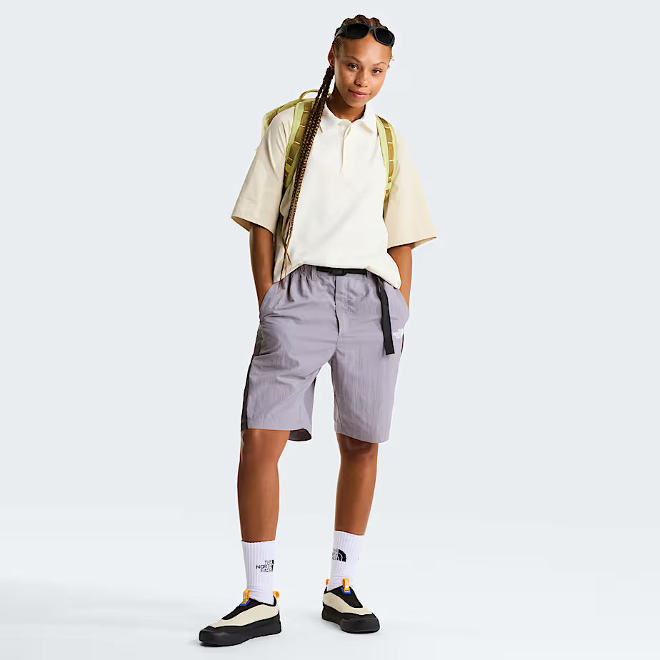 🩳 The North Face 1966 Motion Relaxed Graphic – NSE Belted Shorts Unisex - Transcendent Grey-Endless Dusk