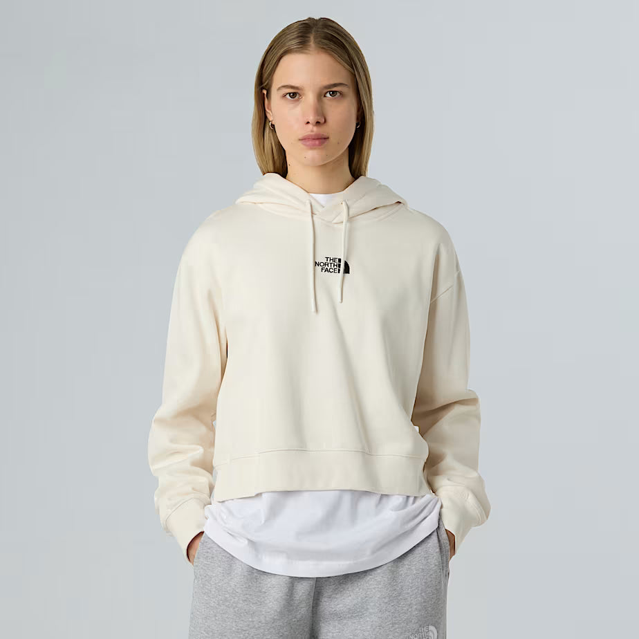 Felpa con Cappuccio THE NORTH FACE Corta in Vita Essential da Donna - WHITE DUNE
