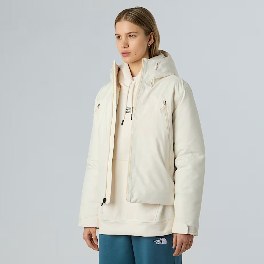 THE NORTH FACE Women's Mountain Range Hooded Down Jacket – WHITE DUNE