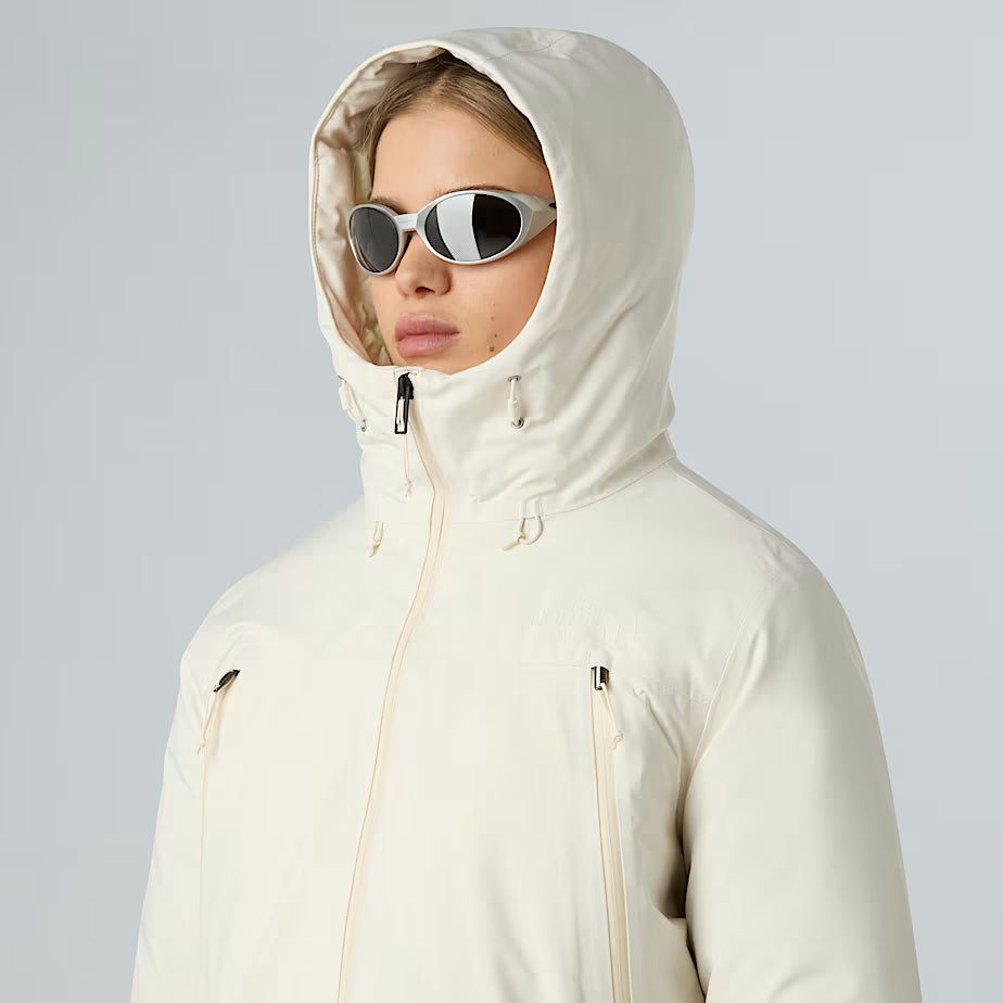 THE NORTH FACE Women's Mountain Range Hooded Down Jacket – WHITE DUNE