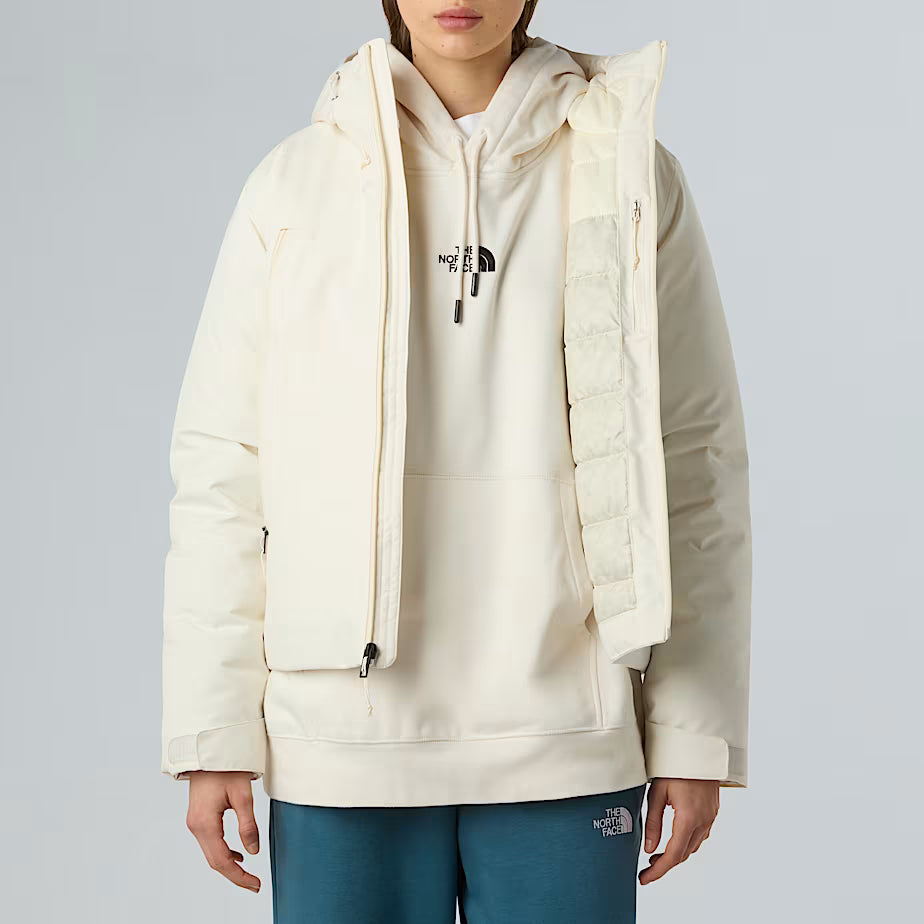THE NORTH FACE Women's Mountain Range Hooded Down Jacket – WHITE DUNE