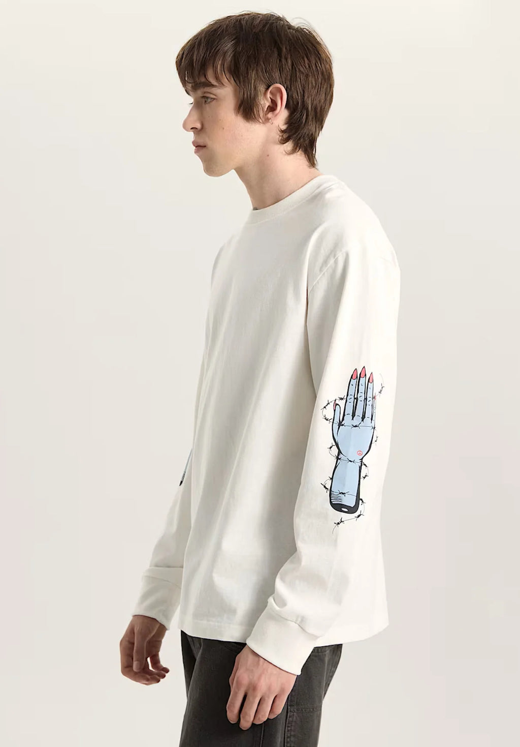 Vans Dayana Zombie Hand Long Sleeve – T-Shirt Skate a Manica Lunga - Egret