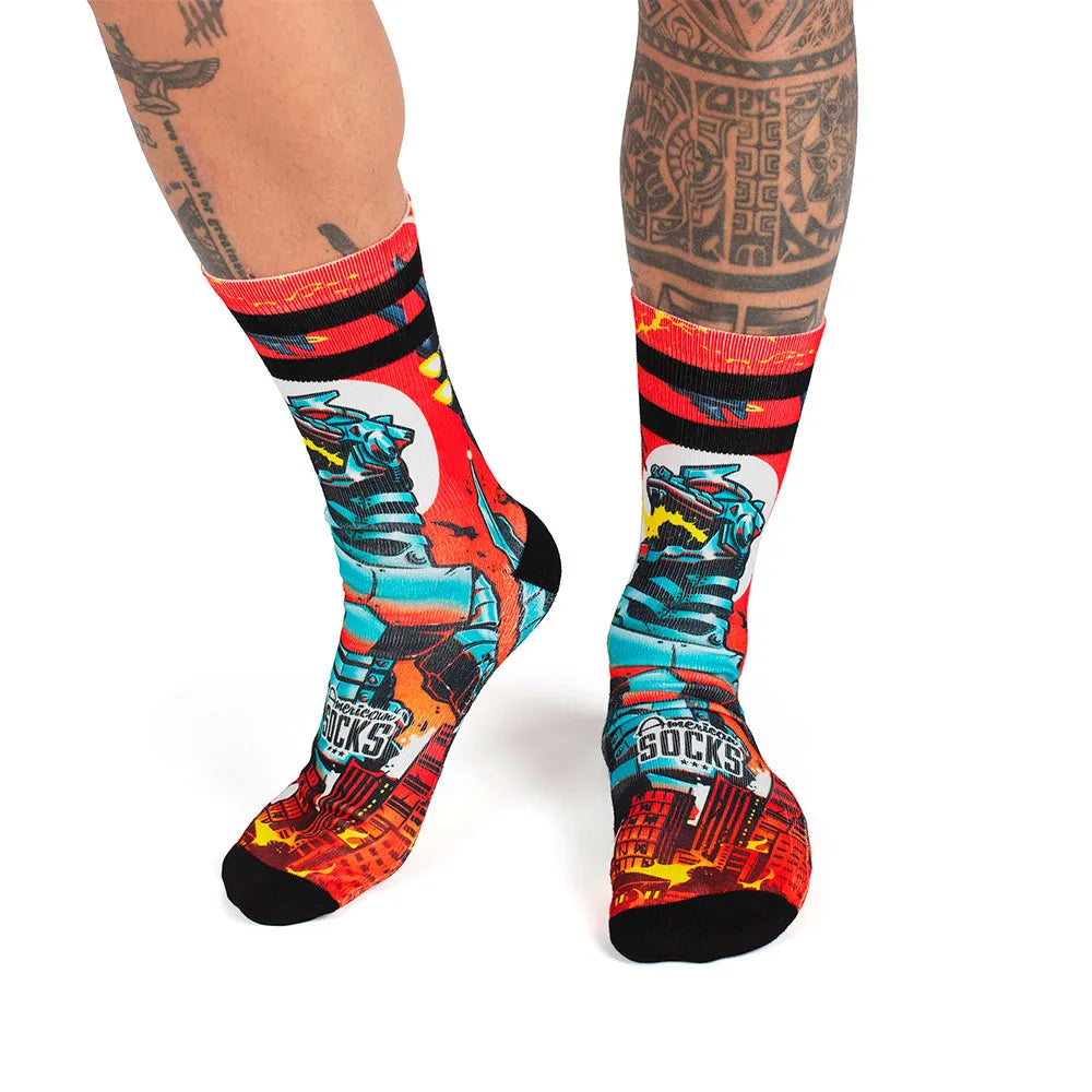 American Socks Mechagodzilla Mid High – Calze Unisex COOLMAX® The Original Signature