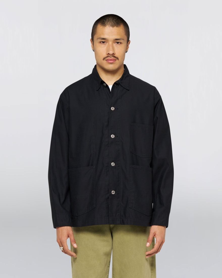 Edwin Coverall Black Uomo – Giacca Workwear Oversize in Cotone